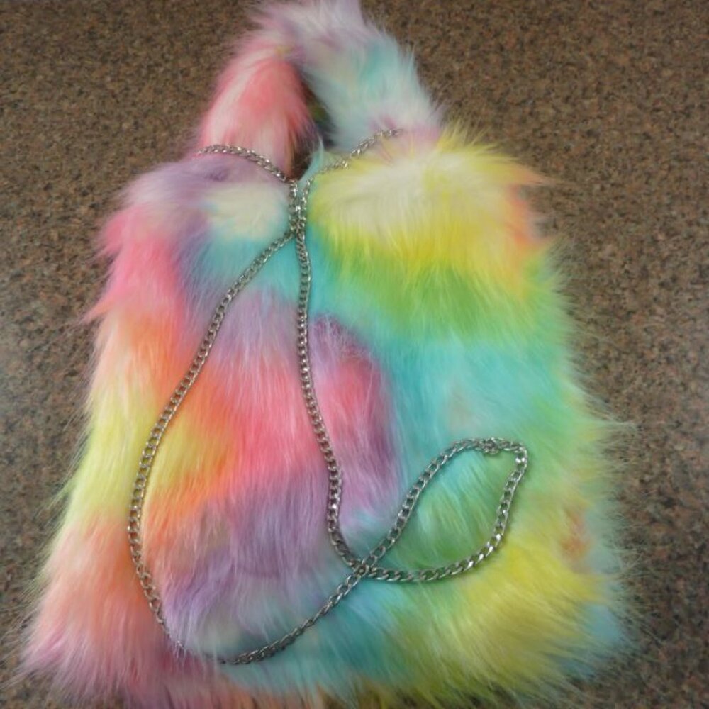 Multi color Plush fabric 10x15 inch shoulder/hand bag